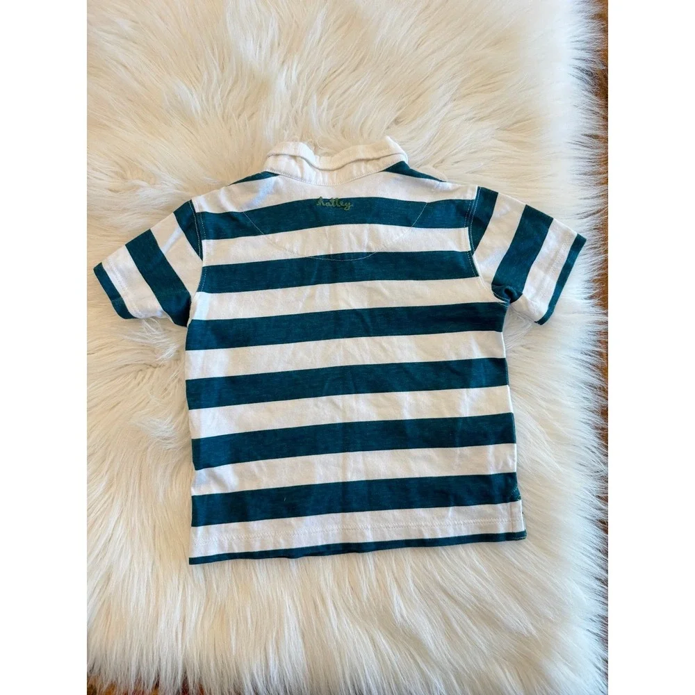 Hatley Polo Shirt stripe‎ with alligator graphic 6-12m